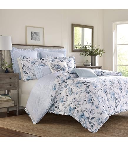 Amazon.com: Laura Ashley - Twin Duvet Cover Set, Reversible Cotton